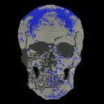 Blue Skull Rhinestone Heat Transfer Iron On Bling Crystal Patch Design